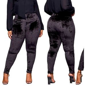 Good American The Boss Crushed Black Velvet Pant Size 6 3X NWT